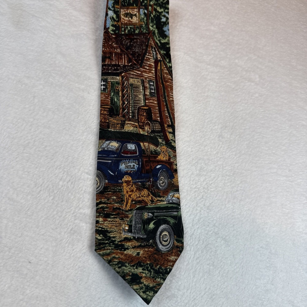 Silk Tie Tango By Max Raab Americana Series Back Country circa 1936 trucks dogs